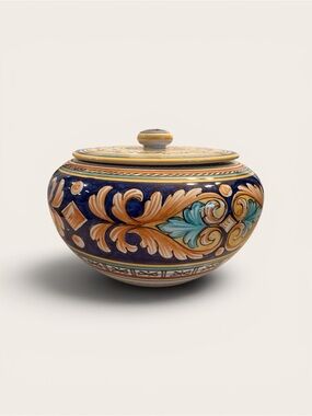 SBERNA DERUTA Vintage Handcrafted Ceramic Made In Italy Blue, Gold and Teal